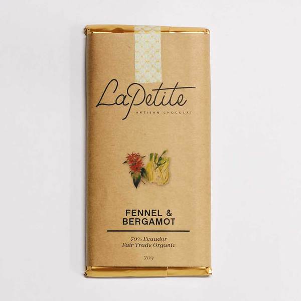 La Petite Chocolat Bar Fennel & Bergamot 70gm