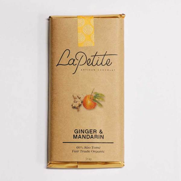 La Petite Chocolat Bar Ginger & Mandarin 70gm